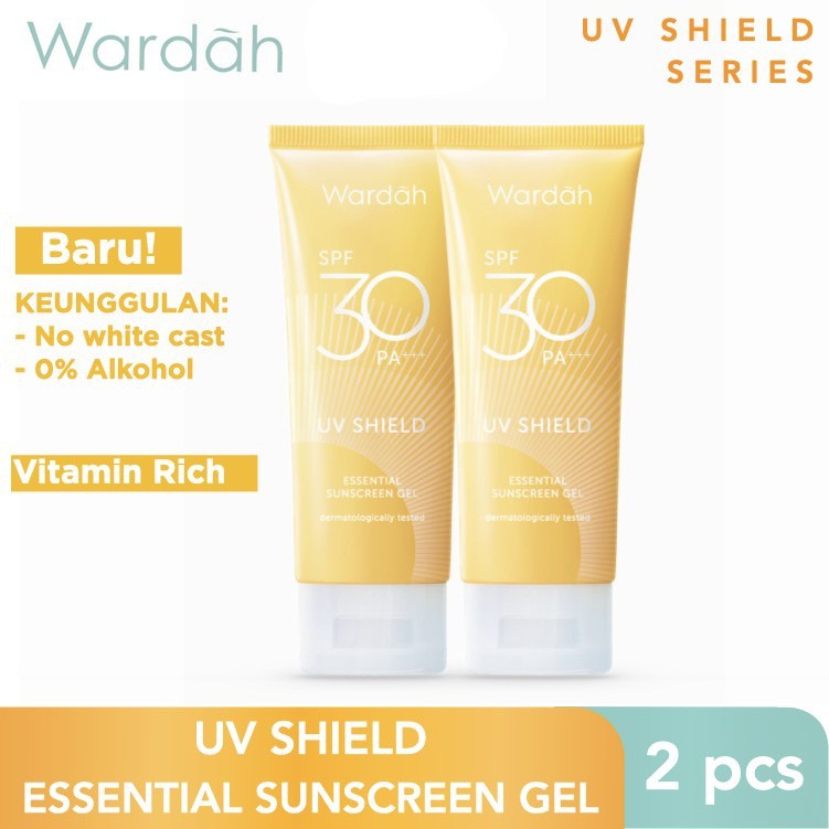 (ISI 2 PCS) WARDAH UV Shield Essential Sunscreen Gel SPF30 PA+++ 40ml | Sun Care Sun Protection BY AILIN