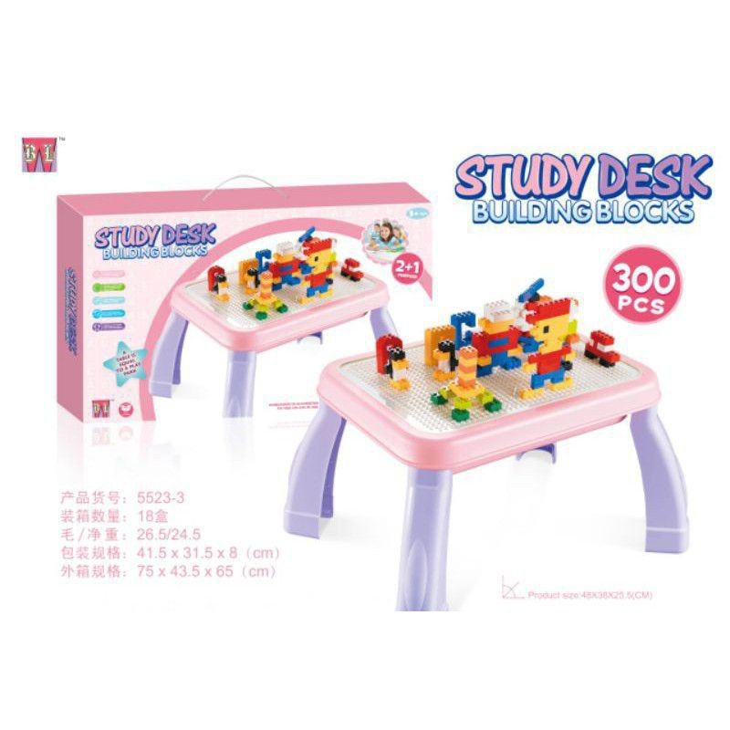meja belajar lego building blocks anak perempuan