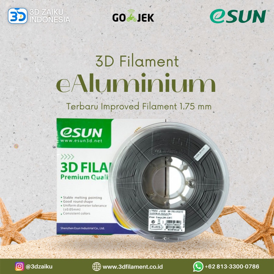 eSUN 3D Filament Terbaru Improved eAluminium Filament 1.75 mm