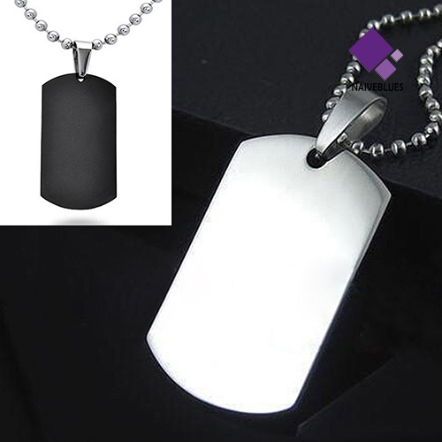 Naiveblue Kalung Rantai 316L Dengan Liontin Dog Tag Persegi Panjang Gaya Punk Untuk Pria / Wanita