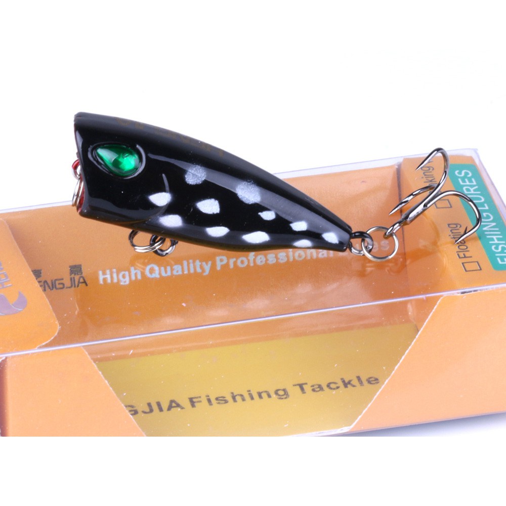 HENGJIA 1PCS 4CM/3.3G  Micro Fishing Lure Mini Topwater Popper Casting Triple Hook Retail Box