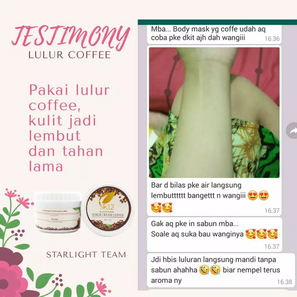 Scrub Cream Coffee SR12 Body Scrub BPOM Lulur Pemutih Badan Penghilang Daki