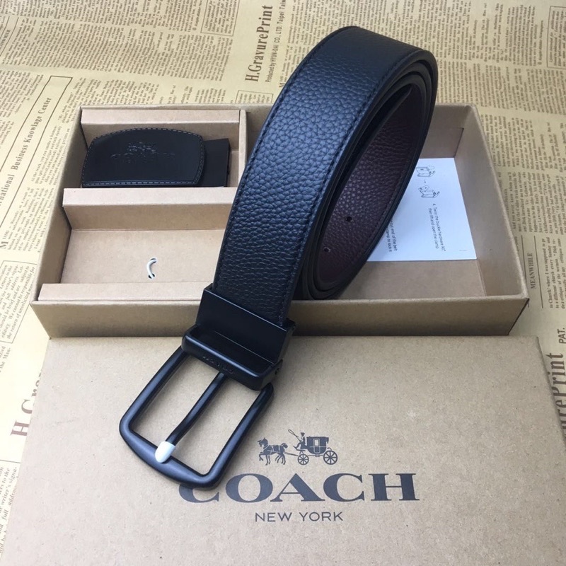 Coach Men’s Belt Black First Layer Cowhide (C55434)