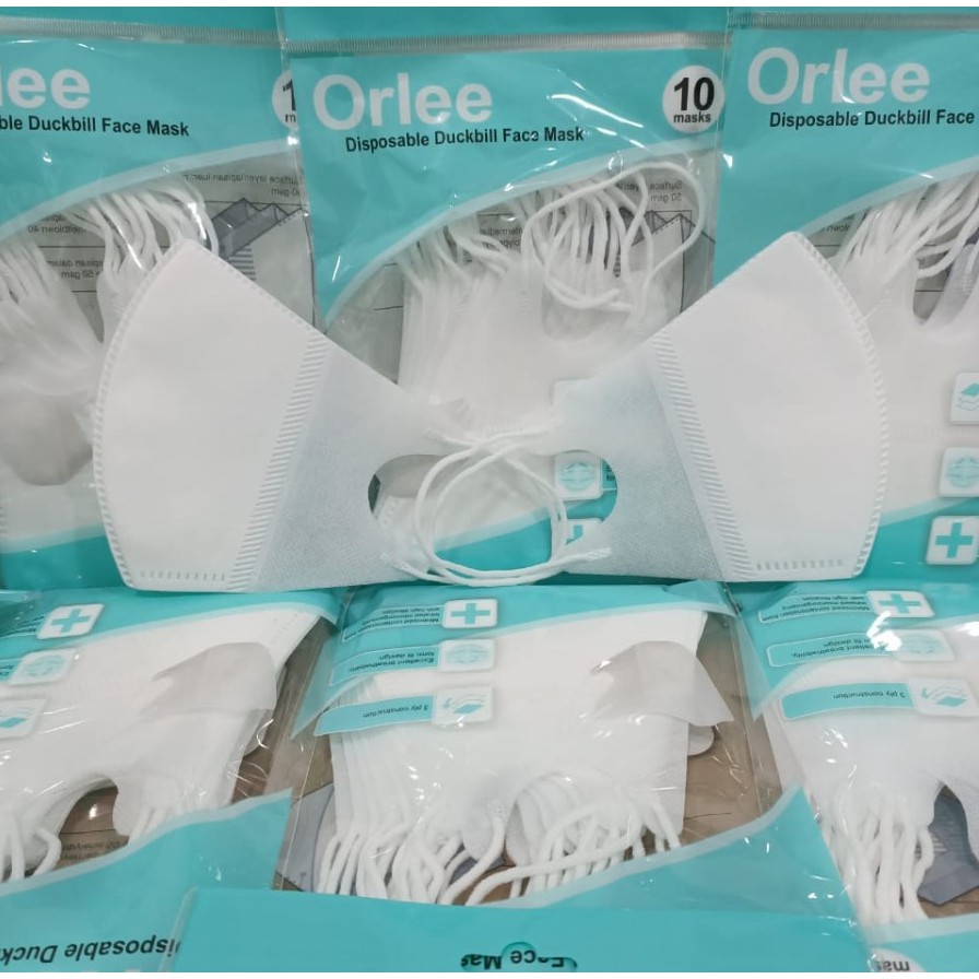 Masker 3ply 3 ply duckbill 3D headloop/ earloop orlee Hijab Kemenkes isi 10pcs