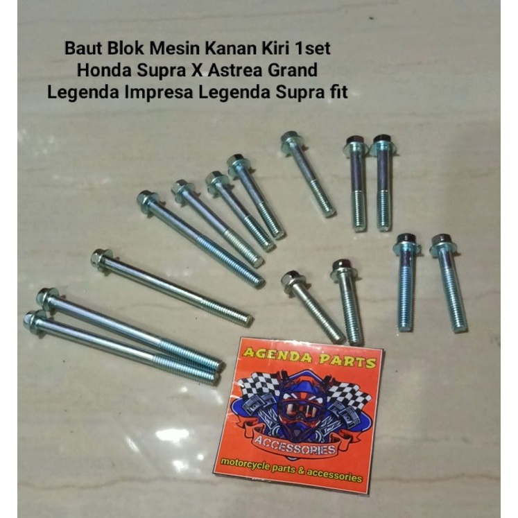 1set Baut Blok Mesin Kanan Kiri 1set Honda Supra X Astrea Grand Legenda Impresa Legenda Supra fit