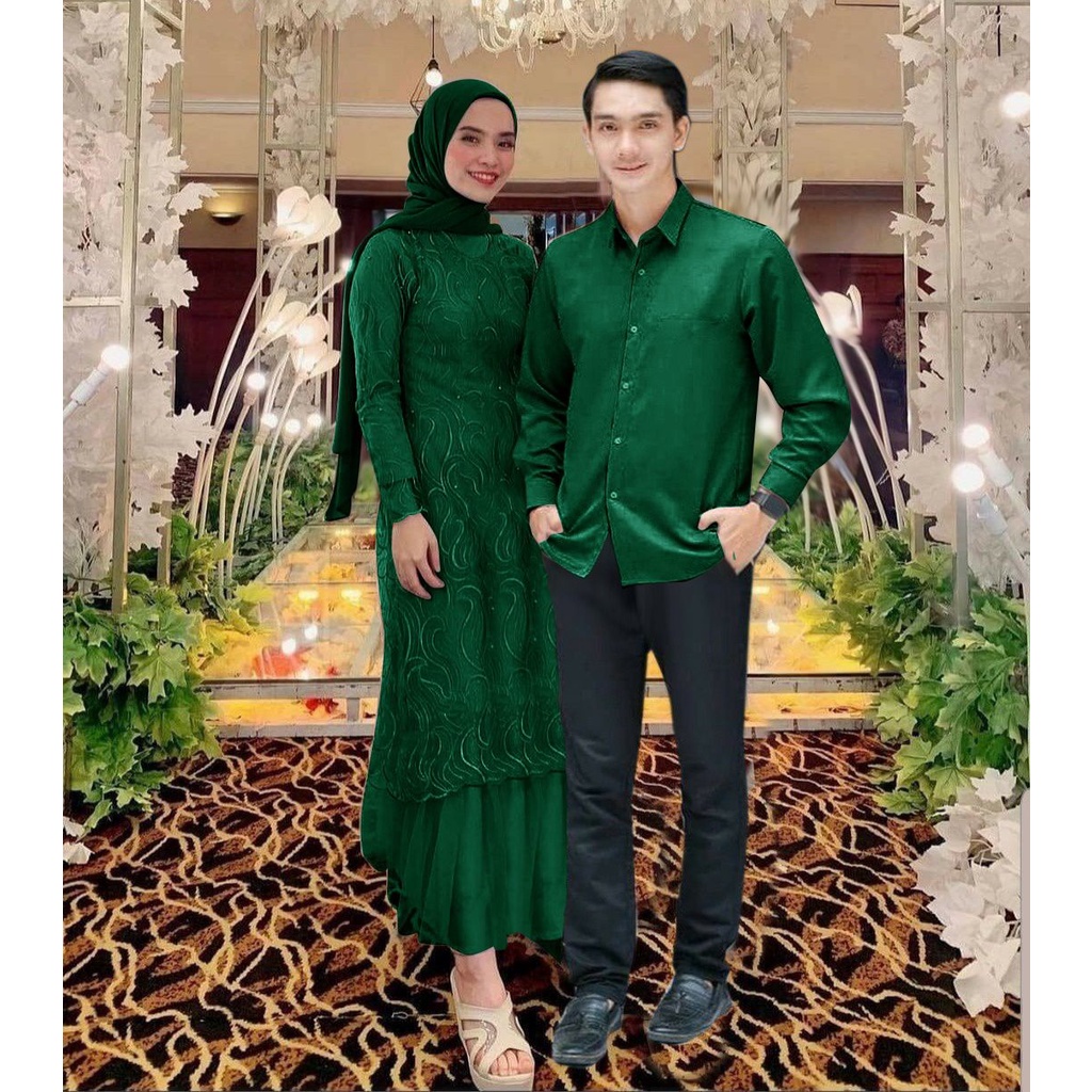 COUPLE GERALDINE / GAMIS BRUKAT DAN KEMEJA MOSCREPE / COUPLE PESTA / COUPLE KONDANGAN / GAMIS MUSLIM /GAMIS JUMBO / GAMIS TILE