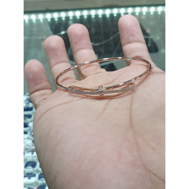 gelang bangle 750 rosegold pita simple dan cakep