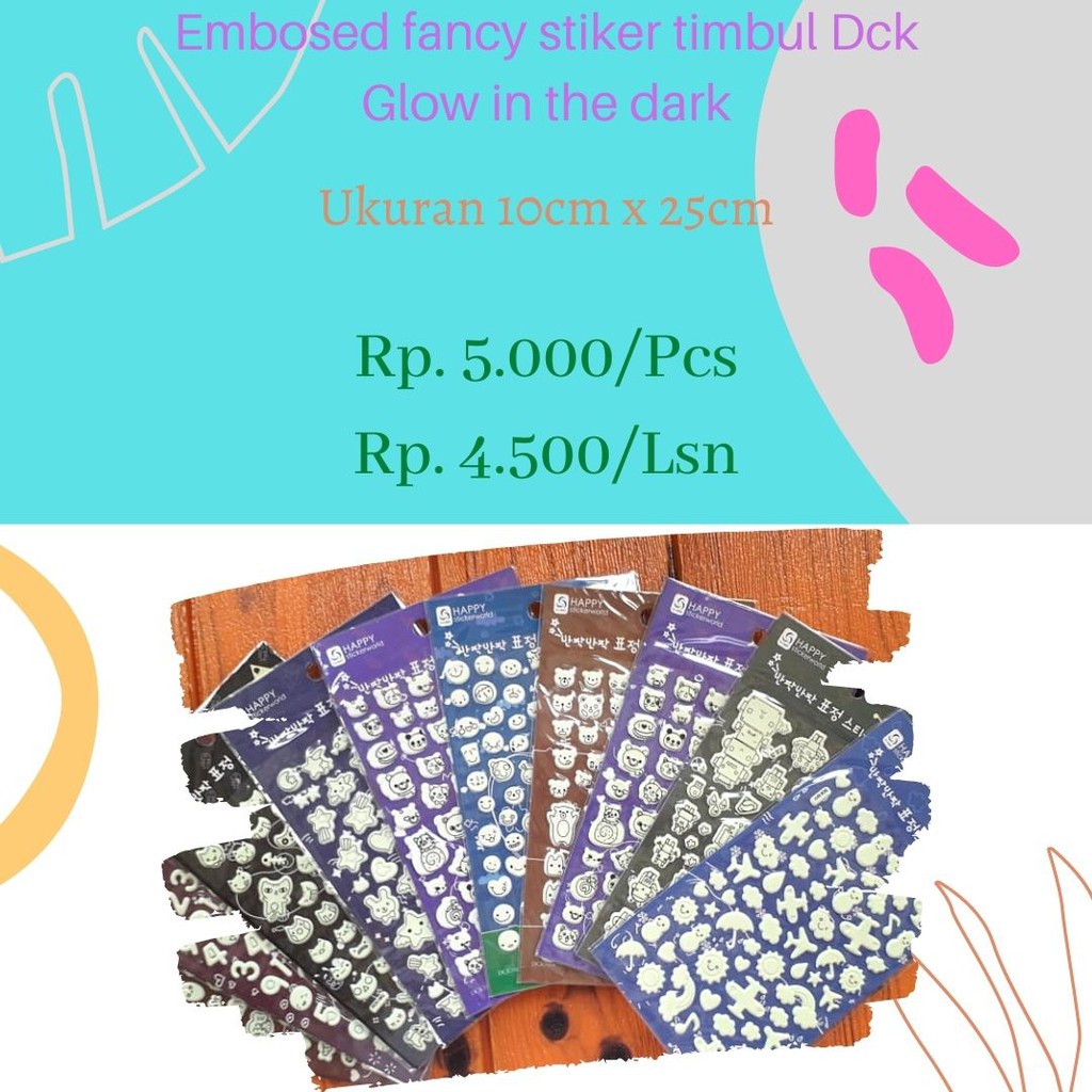 

STIKER TIMBUL 3D MAINAN TEMPEL ANAK GLOW IN THE DARK DCK EMBOSED