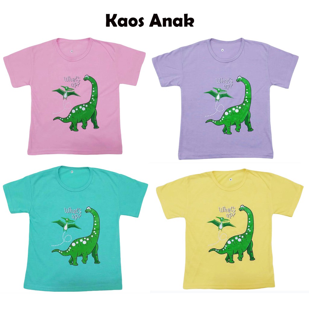 Kaos Anak Lengan Pendek Gambar Brontosaurus