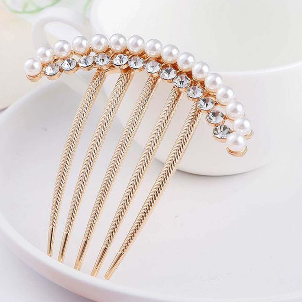 Needway   Wanita Jepit Rambut Pengantin Trendi Elegan Mutiara Jepit Rambut Untuk Perempuan Berlian Imitasi Hair Stick