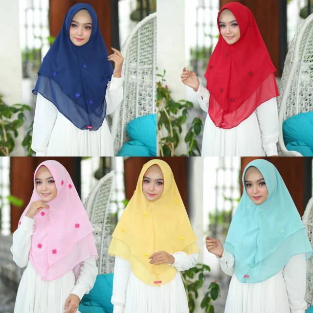 Khimar Syari 2layer flower