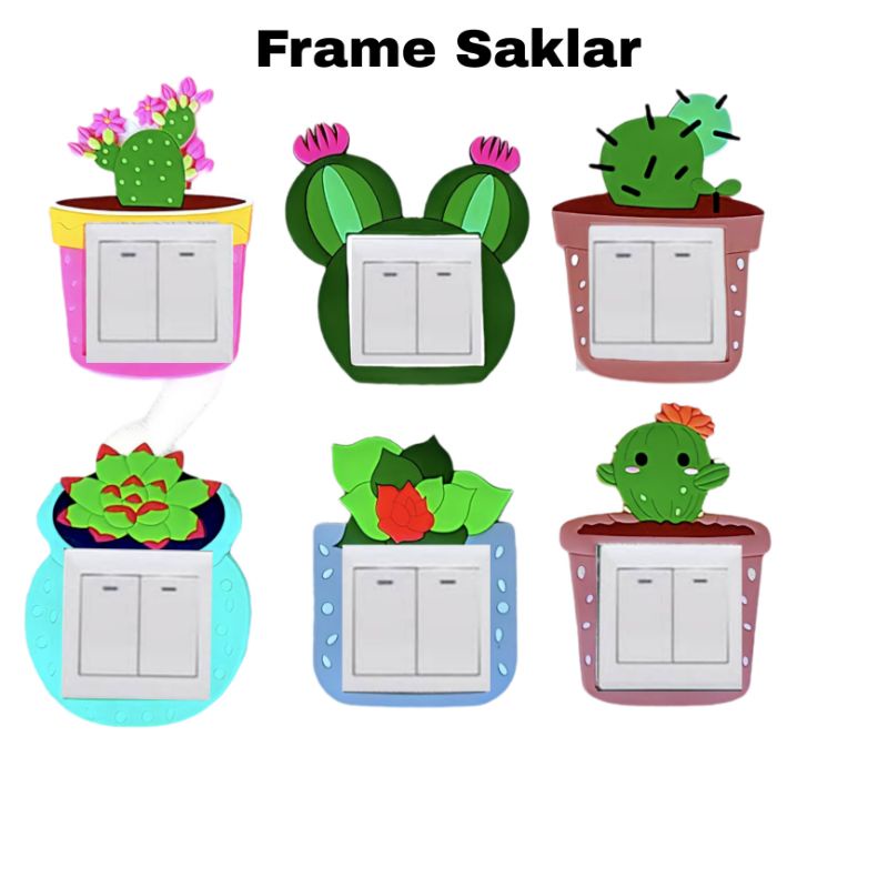 Frame saklar Stiker Saklar Lampu Gambar KAKTUS 3D Glow in the Dark