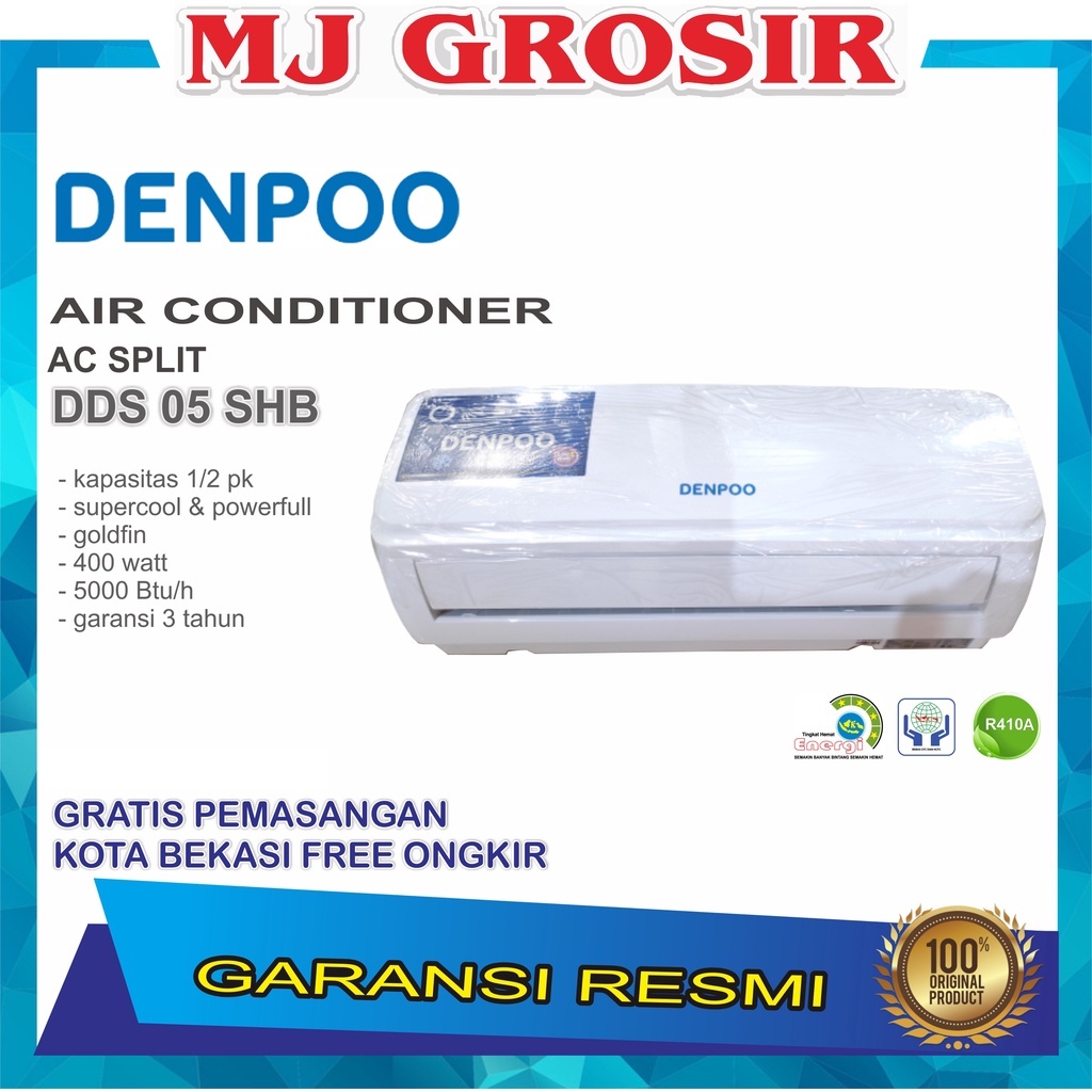 AC DENPOO DDS 05 SHB/ 05 CTL 0.5 PK 1/2 PK + PASANG R410 PLATINUM LOW WATT