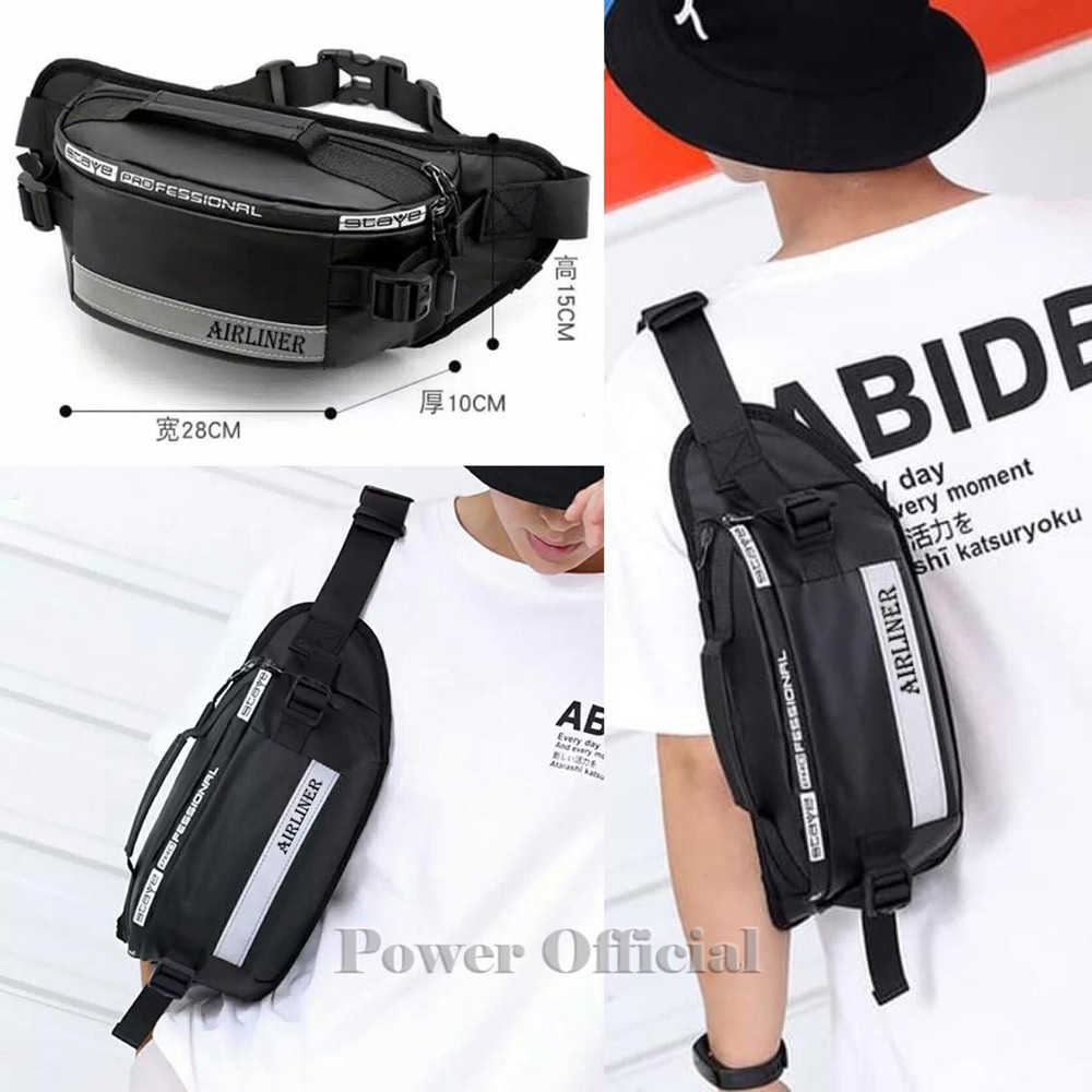 Airliner - Tas Pinggang Pria Waistbag Import 2 USB Port Tas Selempang ABG Slingbag Trendy Waterproof