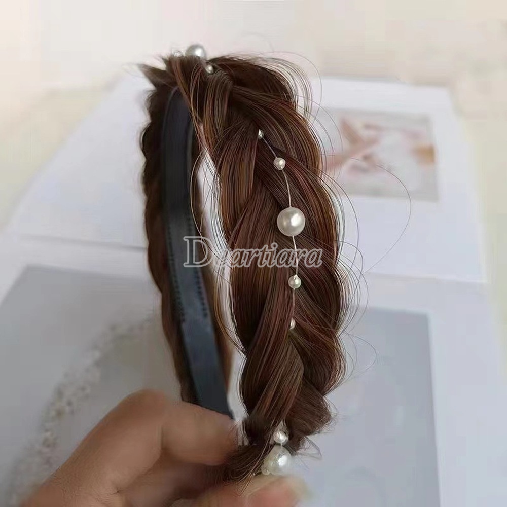 Aksesoris Rambut Model Kepang Aksen Mutiara Non slip Untuk Wanita