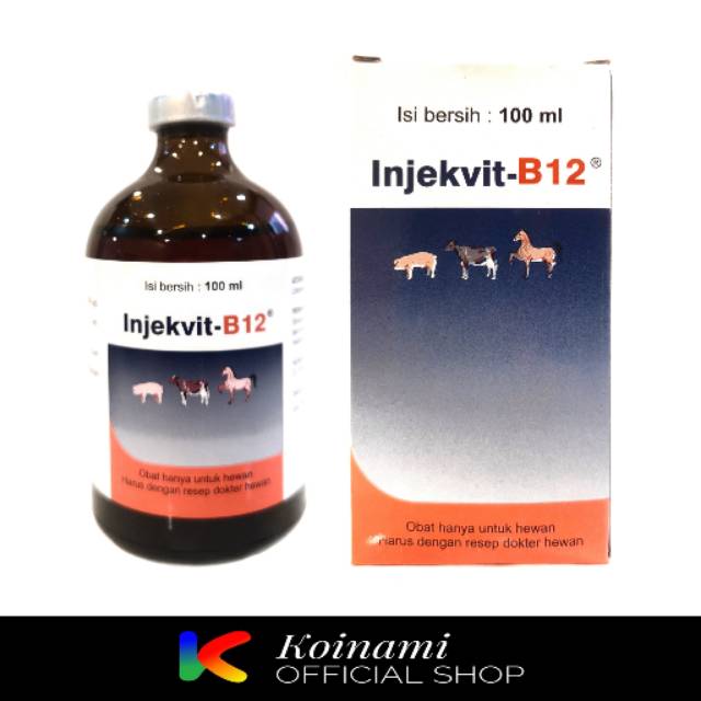 INJEKVIT B 12 OBAT VITAMIN HEWAN  SAPI KAMBING DOMBA KUDA ANJING BABI 100 ml / MEDION