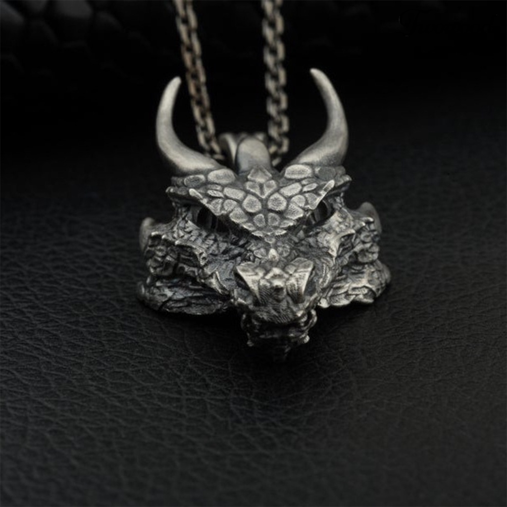 Twowood Dragon Snazzy Necklace Allergy-Free Alloy Pendant Men Necklace for Gift