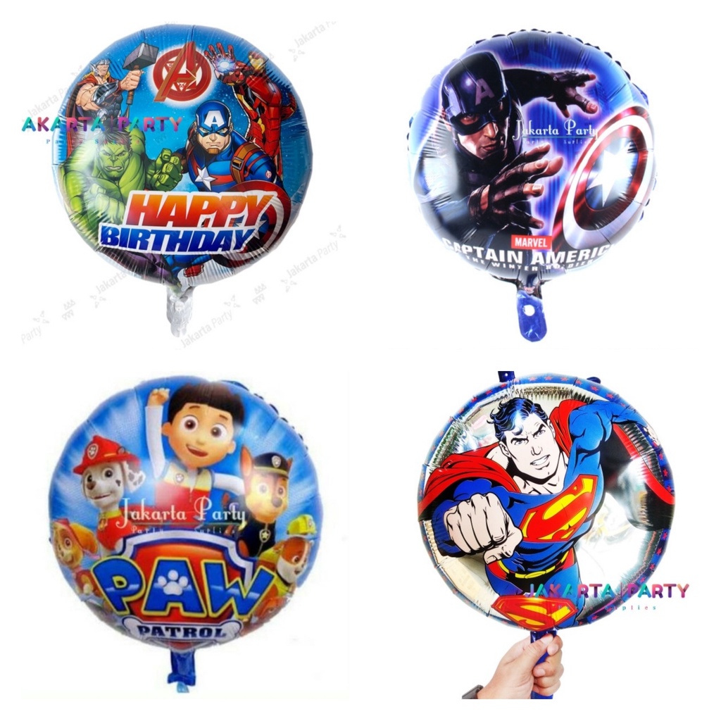 Balon Foil Bulat Karakter Cowok / Balon Bulat Karakter / Balon Foil Bulat