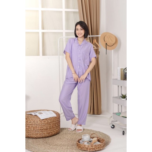 EMILY CP SWAP PAJAMAS BAJU TIDUR PIYAMA BAJU TIDUR RAYON PIYAMA RAYON PIYAMA POLOS-LILAC