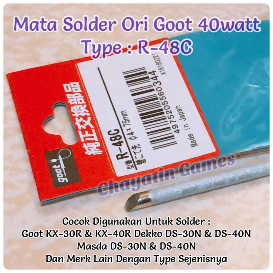 Mata Solder Ori Goot 40 Watt Type R-48C Model Tapak Kuda Besar 4mm