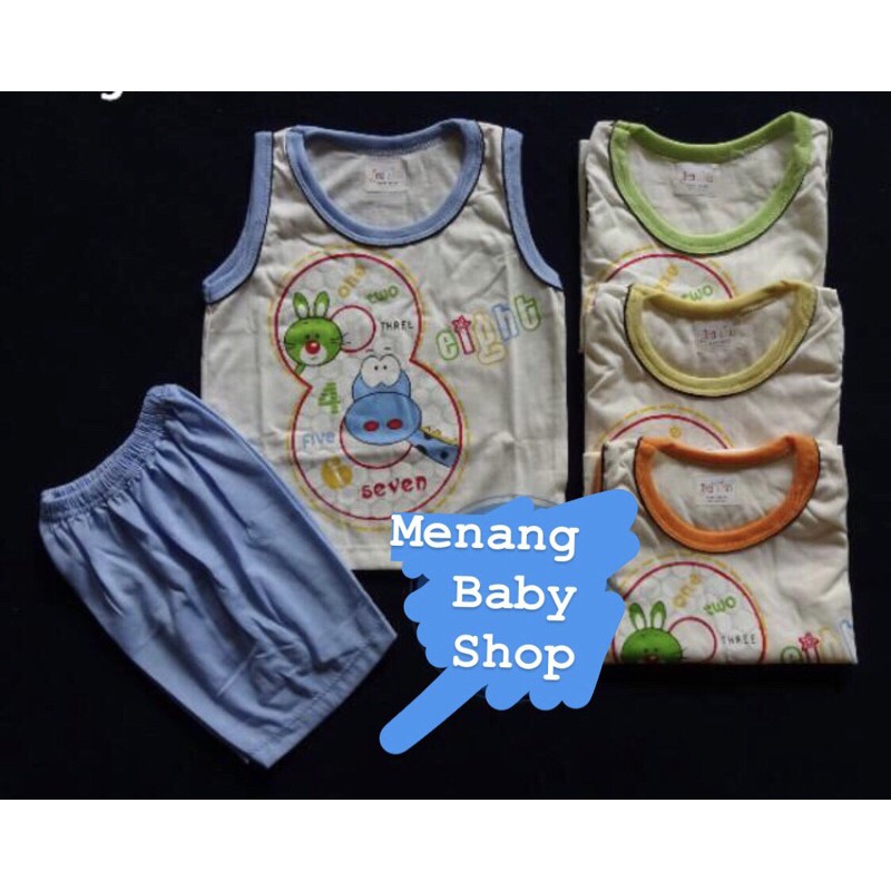 Setelan Baju Bayi Usia 3-18 Bulan Tralala 2205, Kaos Oblong Anak Kutung/Singlet, Murah Berkualitas