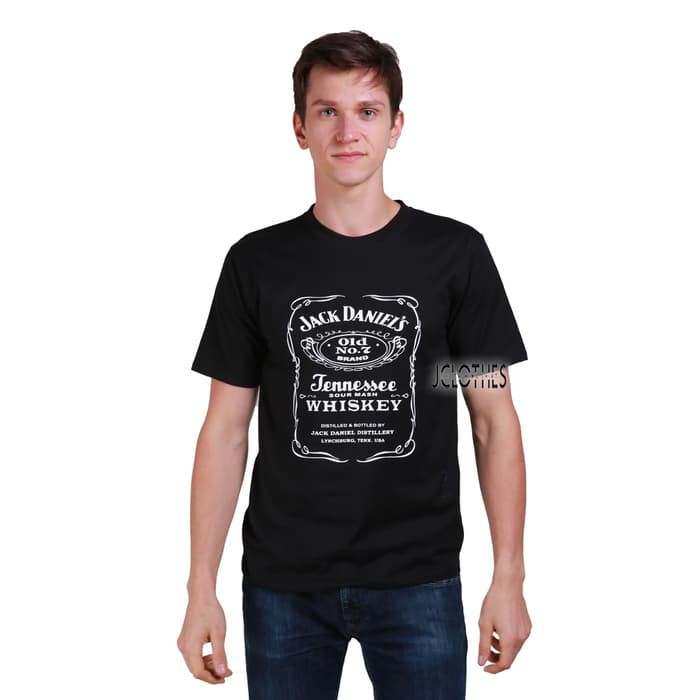 Kaos Pria / Kaos Distro / Kaos Cowo JackDaniels - Hitam