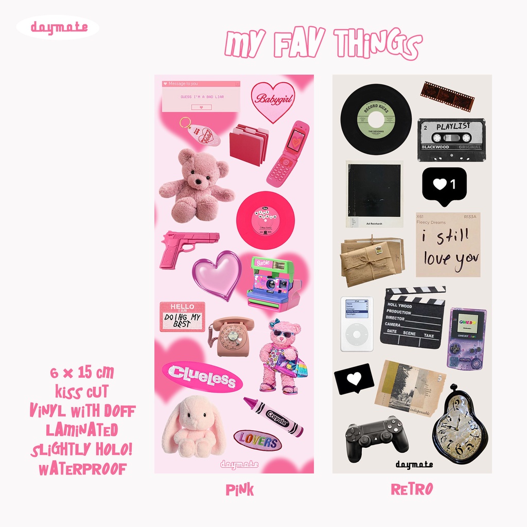 

MY FAVORITE THINGS STICKER SHEET - DAYMATE - HOLO STICKER - DECO STICKER - STIKER JURNAL