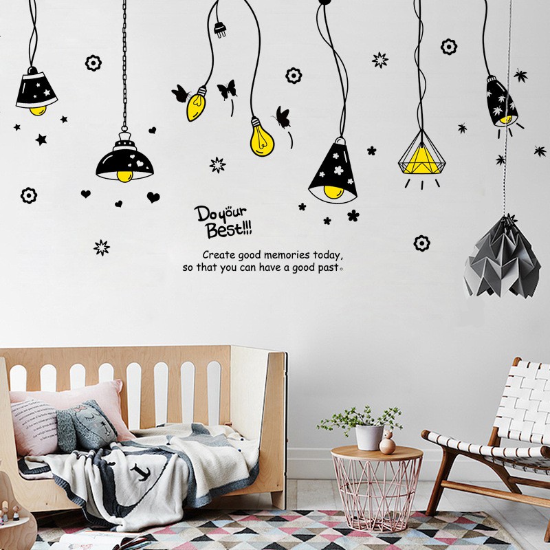 RELIZA WALL STICKER 60X90 LAMPU GANTUNG HITAM WALL STIKER DINDING XL8198