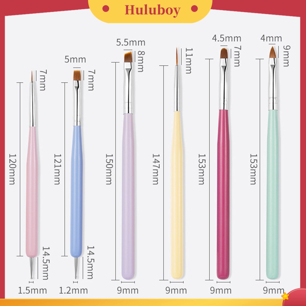 Huluboy Huluboy♡ 6pcs / Set Pen Liner Kuku Warna Macaron Untuk Nail Art