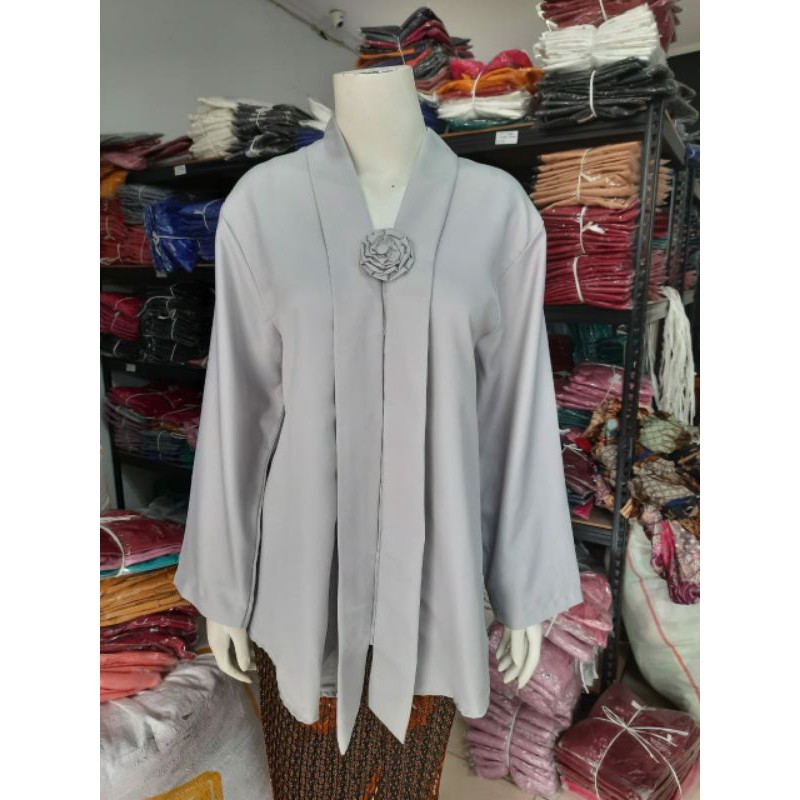 (P110/120) Kebaya Floy JUMBO - SUPER JUMBO lengan PANJANG hijab KeroncongBusana-Abu Muda