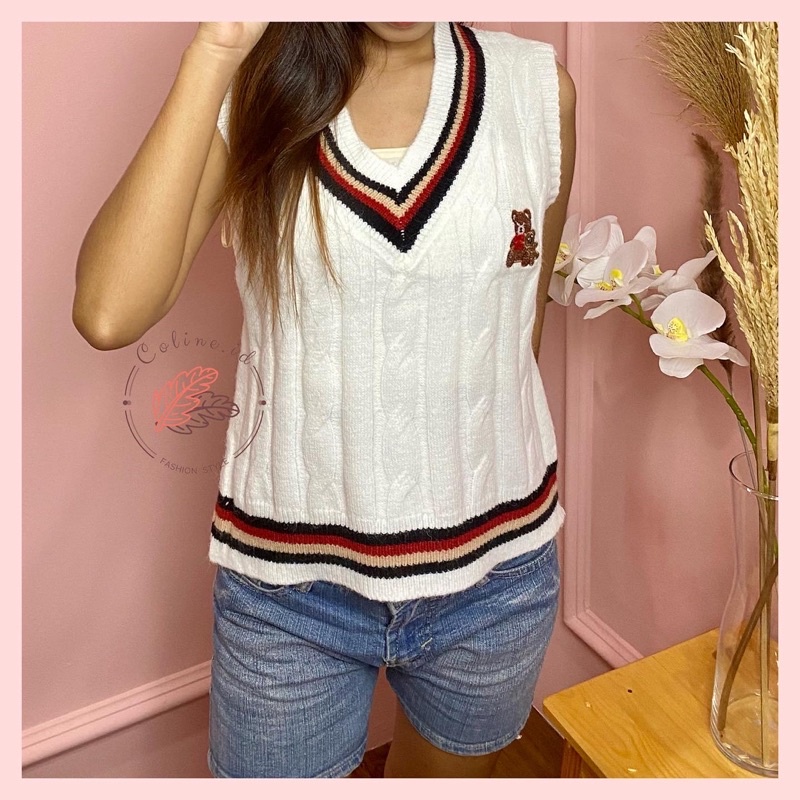 Bear Vest | Knitwear Cardigan Sweater Rajut Import