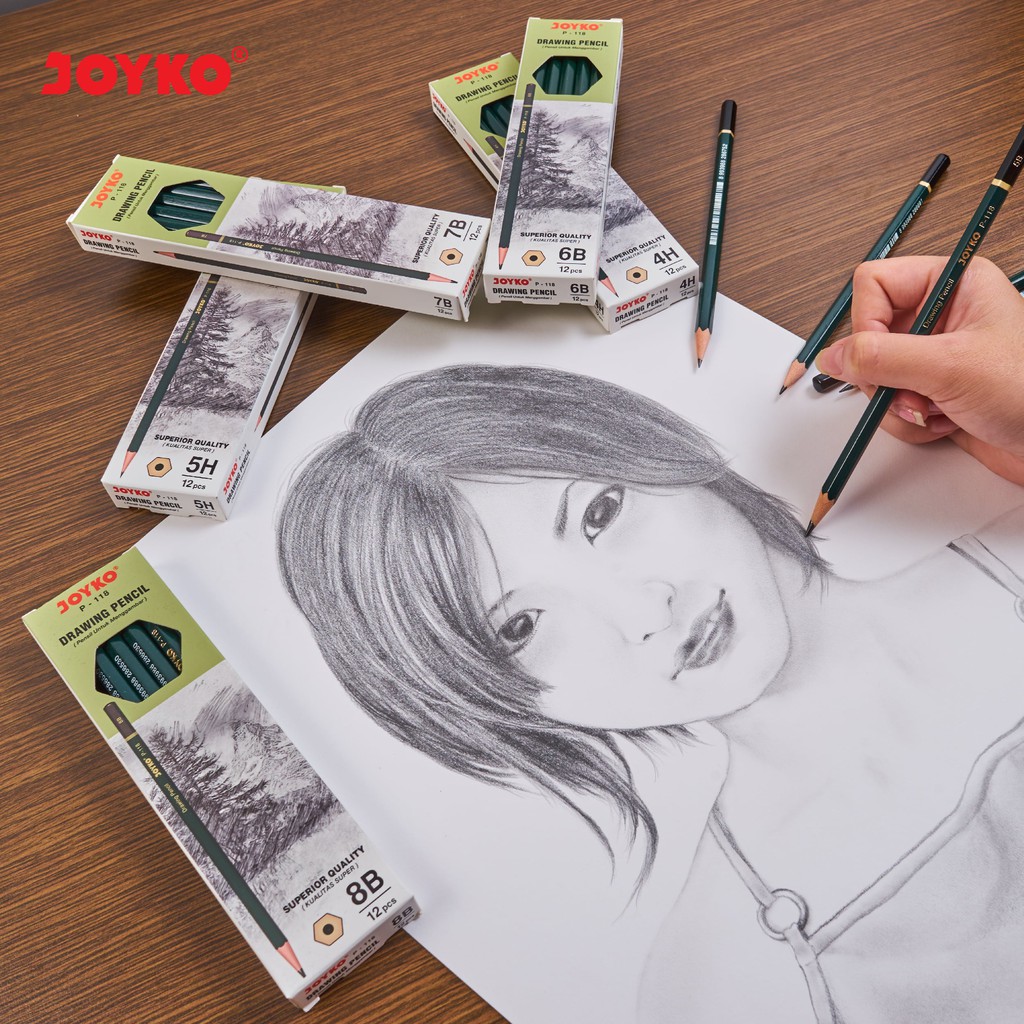 Drawing Pencil Pensil Menggambar Joyko P-118 3B 1 Box 12 Pcs-3