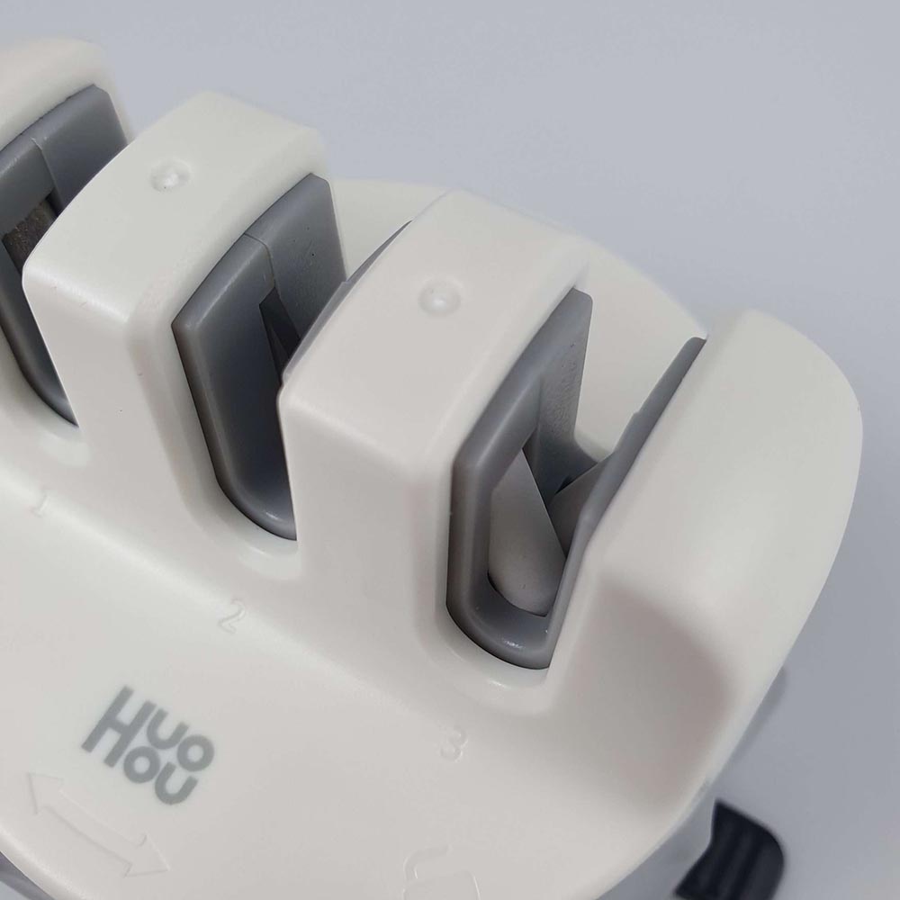 Huohou Pengasah Pisau Knife Sharpener Whetstone 3 Grinding Wheel - HU0066 - White