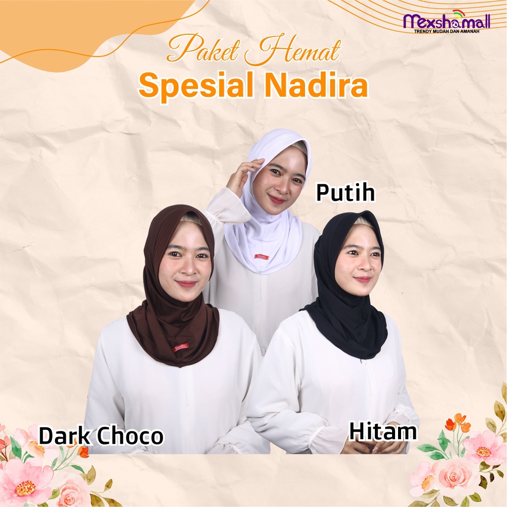 Paket Hemat Hijab Spesial I Hitam Putih Coklat Hijab Sporty Nadira Hamidah Jersey Premium