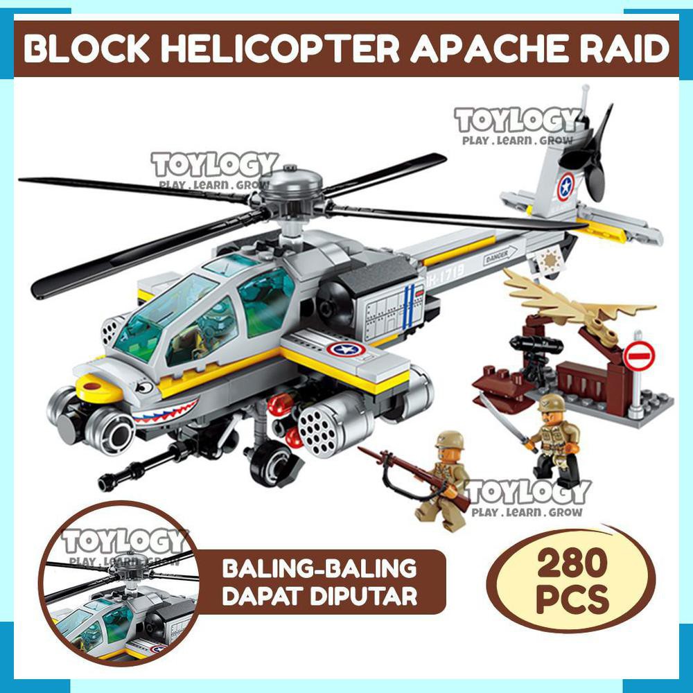 Block Qman Tactical Action Combat Zones Fire Apache Raid Helicopter Helikopter Militer Lego 1719