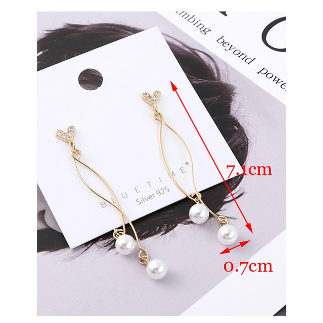 LRC Anting Tusuk Fashion Gold Plated Gold Small Love Fringed S925 Silver Needle Earrings Y61964