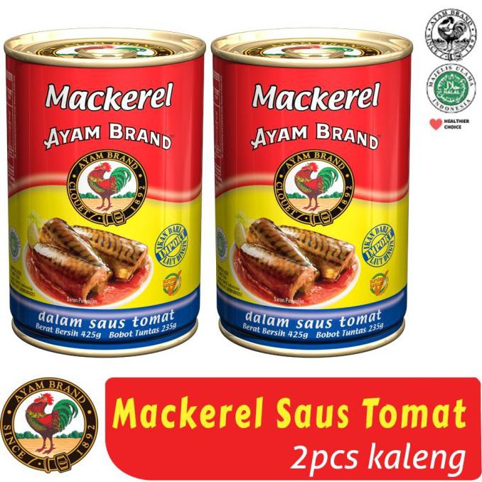 

Terhot! Mackerel Kaleng Saus Tomat Ayam Brand 425Gr Isi 2 Pcs