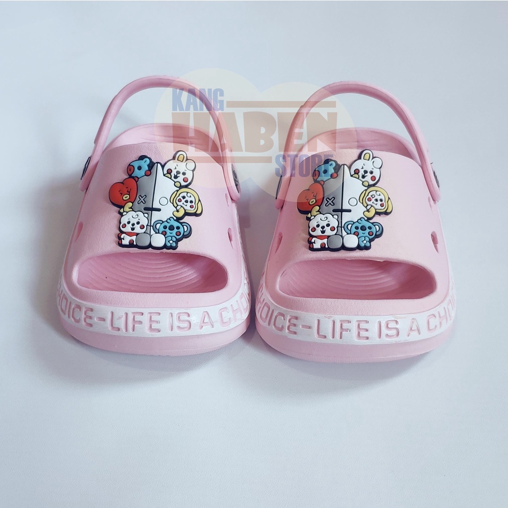Sandal Anak Bayi Cewek Cowok Kararkter Kartun BT21 Sendal Ringan Belajar Jalan 383E 20-25