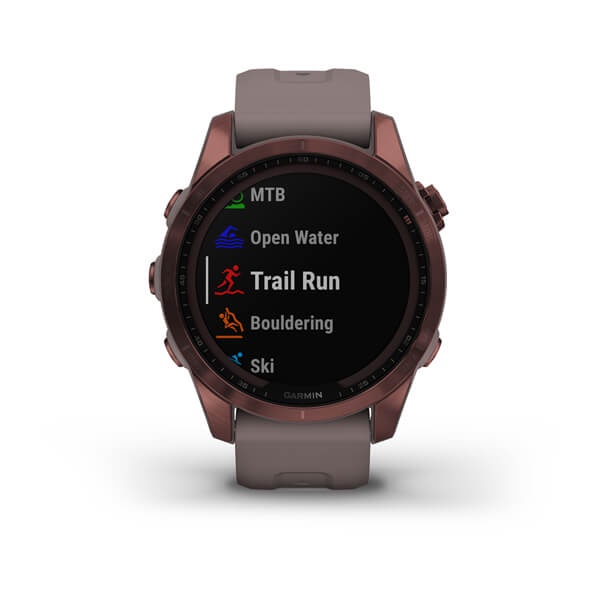 Garmin Fenix 7S Sapphire Solar Dark Bronze Titanium with Shale Gray Band - Garansi resmi TAM 2 Tahun