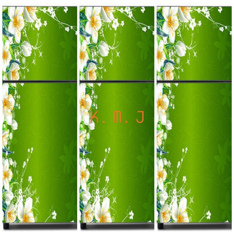 WALLPAPER/STIKER KULKAS2PINTU FULL BODY BUNGA TERLARIS (3 LEMBAR)