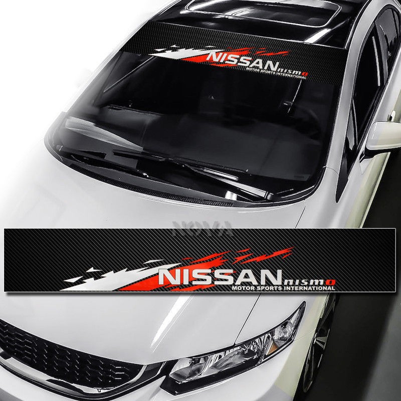 STICKER NISMO NISSAN STICKER KACA DEPAN MOBIL BAHAN KARBON 135CM