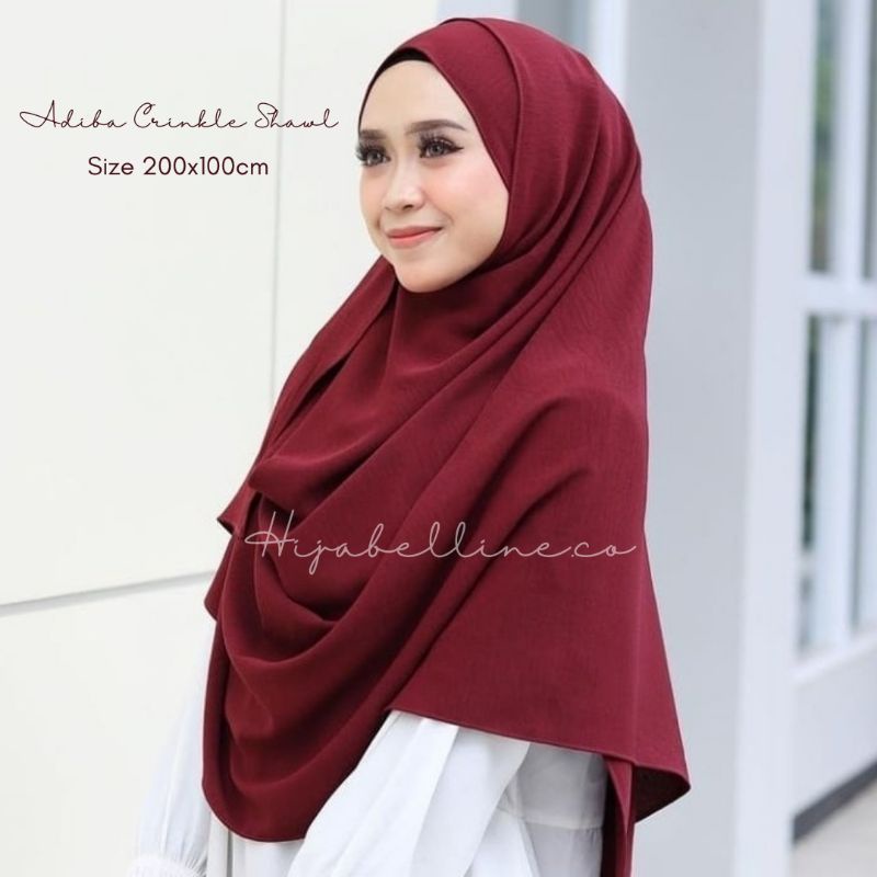 Hijabelline.co - Adiba crinkle pashmina jumbo 200x100cm | Pashmina jumbo crinkle airflow