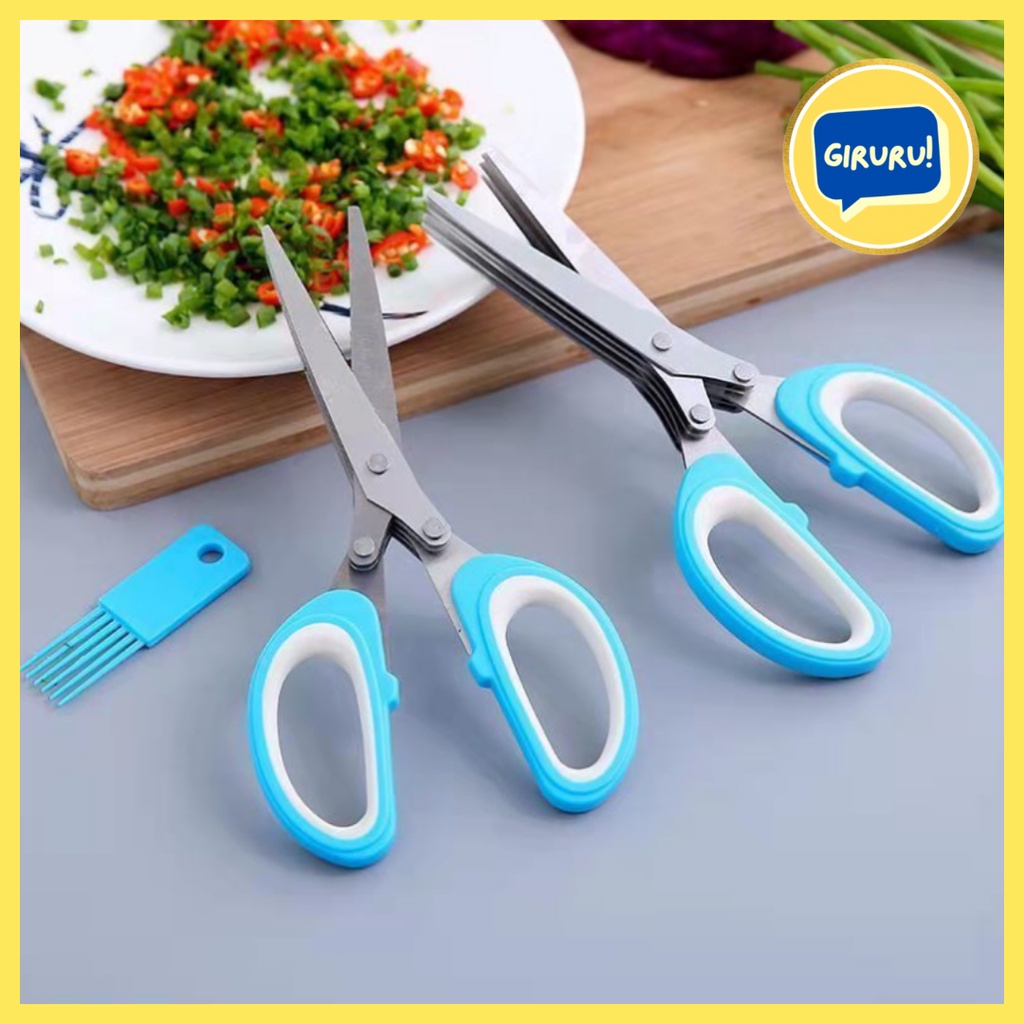 Gunting Serbaguna Gunting Dapur Multifungsi / Gunting 5 Lapis Daun Bawang Sayur Dapur /gunting sayuran Kitchen Scissors layer