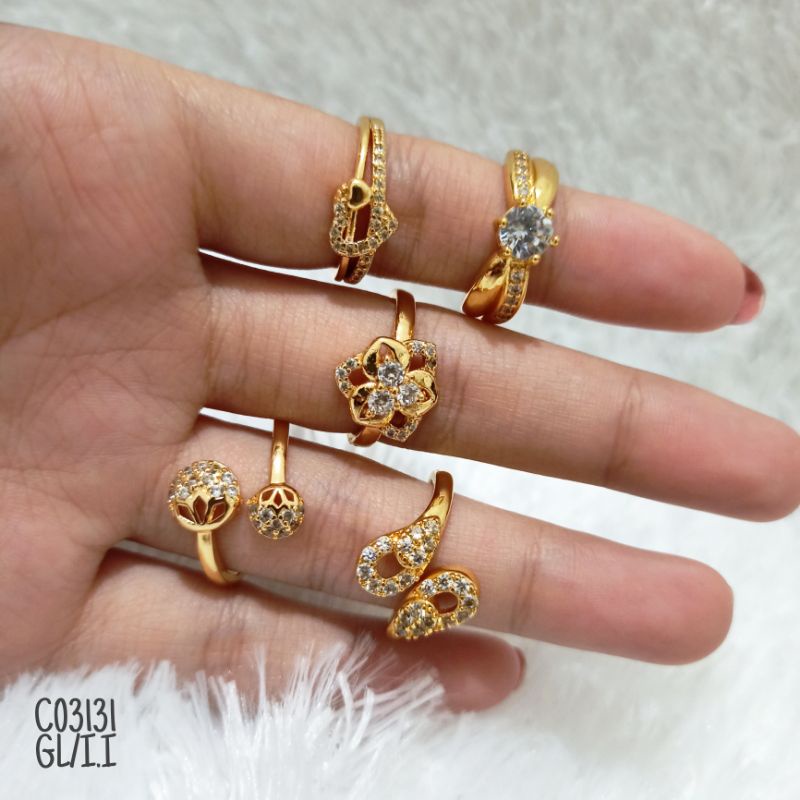 Cincin fashion rhodium zircon Gold C03131