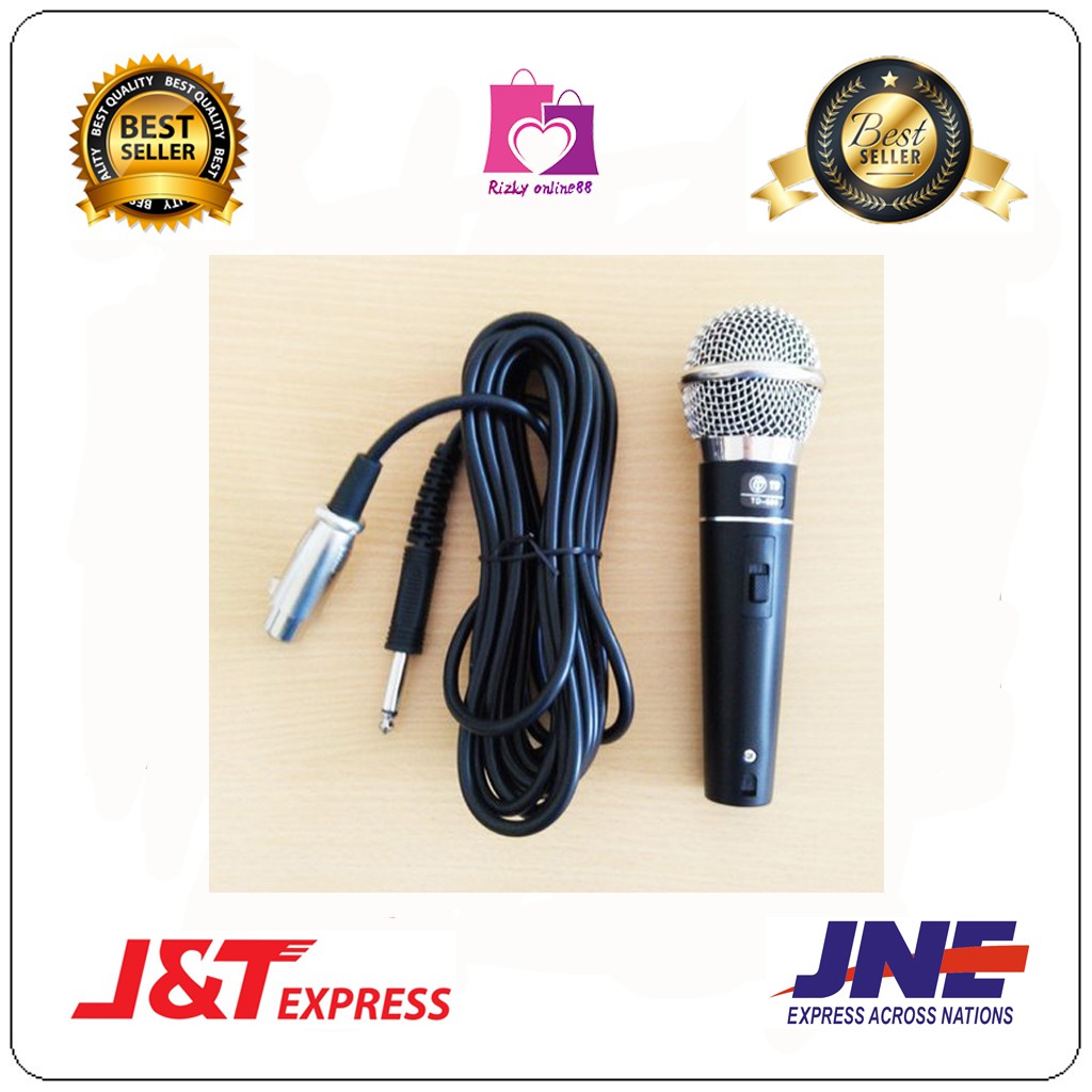 Rizkyonline88 mic karaoke kabel microphone twin dog TD-604