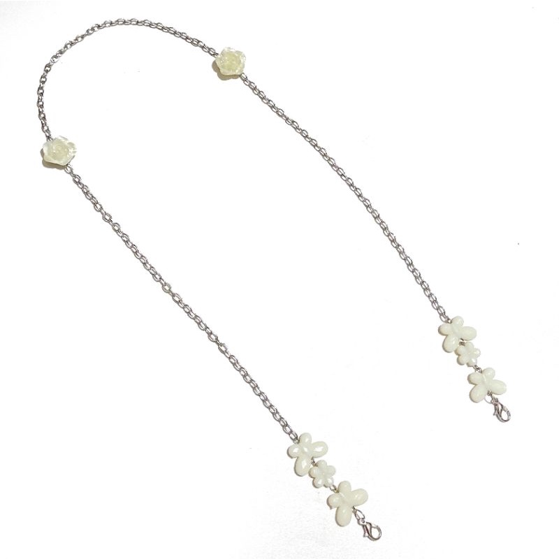 2in1 Strap Mask + Konektor Masker Hijab Adelle Rose Glossy Butterfly Bunga Mawar Kupu Kupu