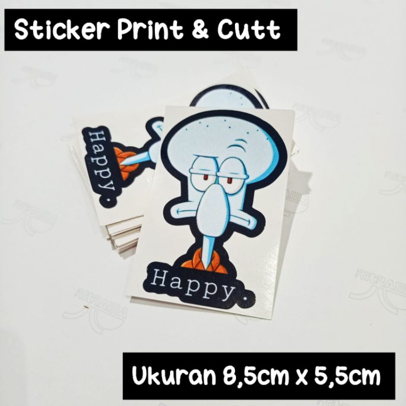 sticker printing CARTOON SQIUDWARD HAPPY