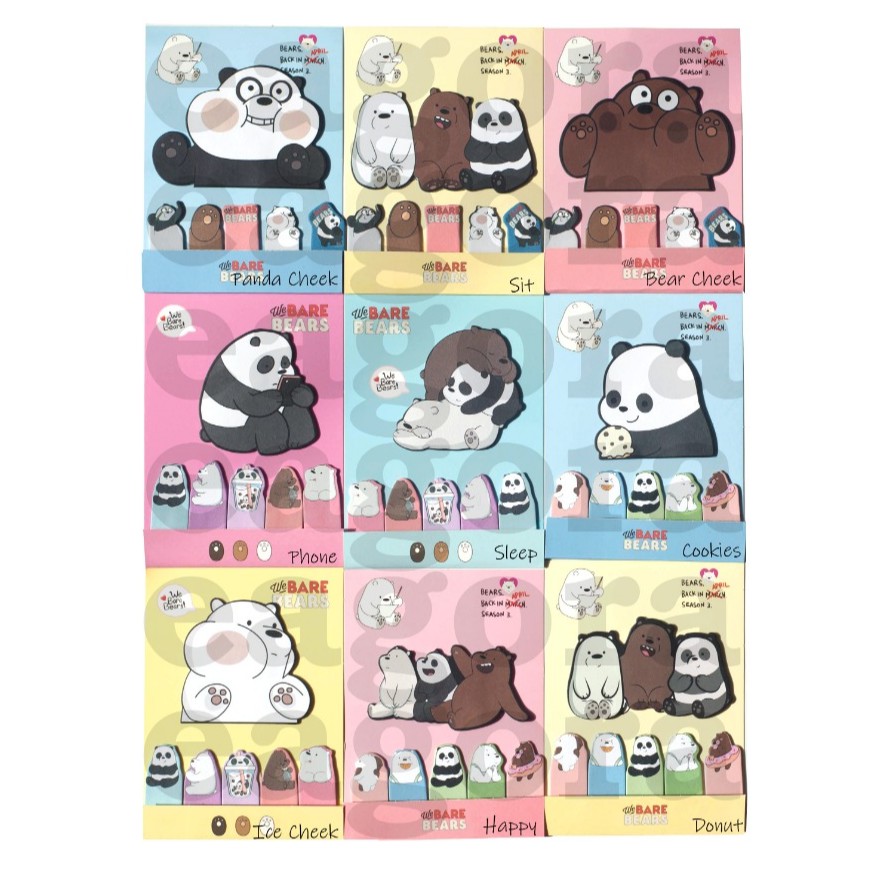 

Sticky Notes Karakter Tempel Bare Bear Grizzly Ice Bear Panda Beruang Agenda Memo Lucu DIY Scrapbook
