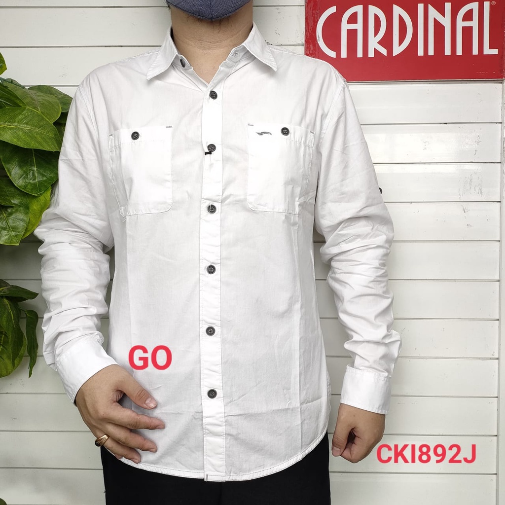 gof CARDINAL KEMEJA PUTIH Slimfit Hem Cowok Pakaian Pria Baju Atasan Lengan Panjang Original