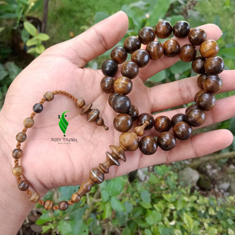 Tasbih Kayu Galih Kemuning Hitam Asli Size 12mm Jumbo, Tasbih Muslim 33 Butir